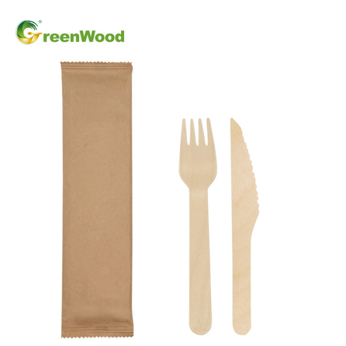 Wooden Cutlery 3 in 1 - Knife & Fork 250/cs