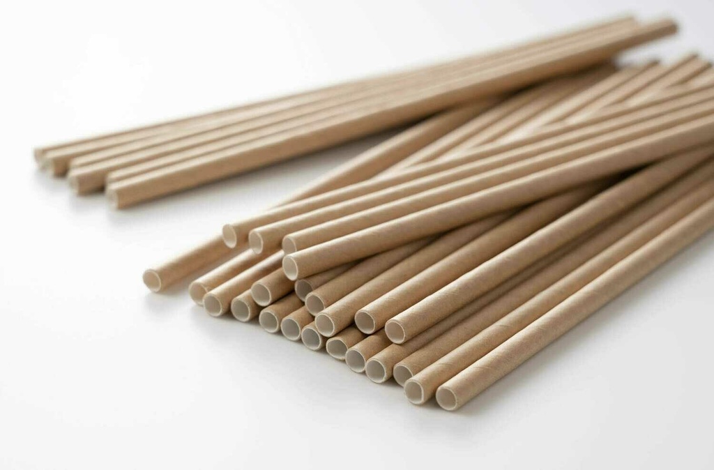 Straw paper 8'' 203*6mm, unwrapped Kraft 40/250ct