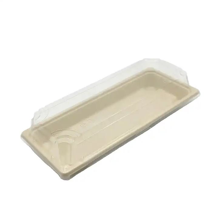 New Gen. Sushi Tray with LID, natural color 218*91*23.6mm 12/50  YJ-02 
