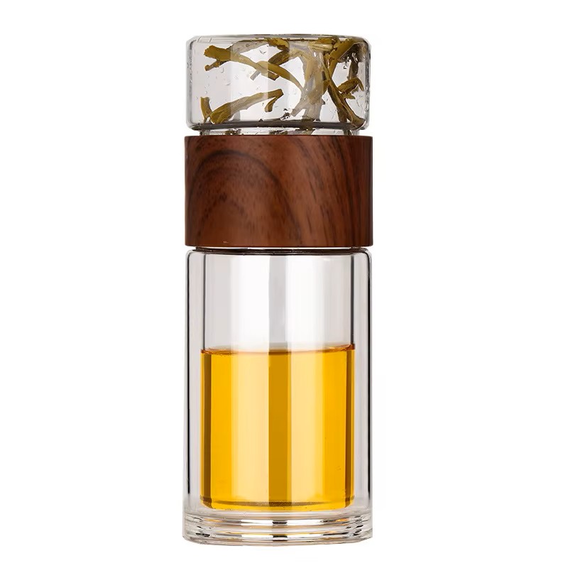 Double wall thermos glass tea bottle with stainless Steel Infuser IL-CHA