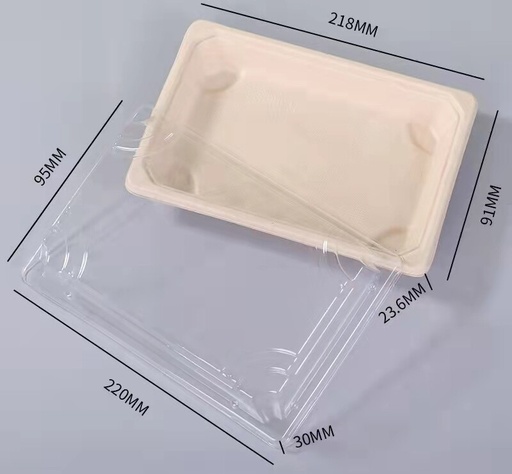 [NGYJ-11] New Gen. Sushi Tray with LID, natural color 257*185*23.6mm 6/50