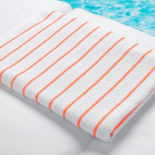 [TYPT7770060463] 35x68 POOL TOWEL WHITE/ORANGE RITZ HORIZONTAL STRIPE 15#/DZ 25EA/CS