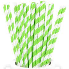 [LS-011] Straw paper stripe light green 197*6mm unwrapped. 40/250ea