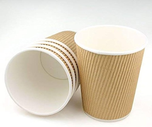 [SK1041] PLA Ripple hot paper cup kraft 12oz 10/50ct